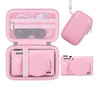 Elonbo Camera Case for Canon PowerShot G7X Mark III Digital Camera, (1* Hard Carrying Case + 1* Soft Silicone Cover with Removable Lens Cover), Pink (Case Only)