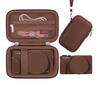 Elonbo Camera Case for Canon PowerShot G7X Mark III Digital Camera, Hard Carrying Case + Soft Silicone Protective Cover with Removable Lens Cover, Coffee Color (Case Only)