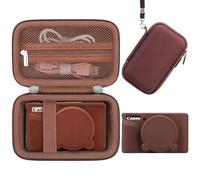 Elonbo Camera Case for Canon PowerShot SX740/ SX730 Digital Camera, Hard Carrying Case + Soft Silicone Protective Cover with Removable Lens Cover, Coffee Color (Case Only)