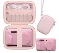 Elonbo Camera Case for Kodak PIXPRO FZ55 Digital Camera, Kodak PIXPRO FZ55 Case and Soft Silicone Cover, Hard Carrying Bag + Rubber Silicone Protective Skin Sleeve with Removable Lens Cover, Pink
