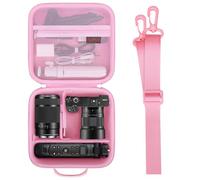 Elonbo Carrying Case Compatable with Sony Alpha a6000/ a6100/ a6300/ a6400/ a6500/ a6600/ a6700/ Sony Alpha 7 II III IV/7R V Mirrorless Digital Camera, Vlogging Camera and Lens Hard Travel Bag, Pink