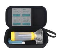 Elonbo Carrying Case for Asthma Inhaler, Inhaler Spacer for Kids and Adults, Masks, Inhaler Holder Asthma Travel Organize Bag, Pocket Fits Allergy Meds, Ventolin Inhaler, Black (Case Only)