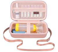 Elonbo Carrying Case for Asthma Inhaler, Inhaler Spacer for Kids and Adults, Masks, Inhaler Holder Asthma Travel Organize Bag, Pocket Fits Allergy Meds, Ventolin Inhaler, Rose Gold (Case Only)