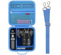 Elonbo Carrying Case for Canon EOS 2000D/ 4000D/ R50/ 250D/ R6 Mark II/ R100/ R8/ R7/ R10 DSLR Mirrorless Camera, Lens Tripod, Hard Travel Bag with 3 Pieces of Dividers and Shoulder Strap, Blue