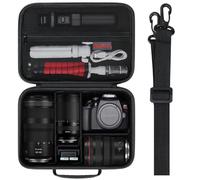 Elonbo Carrying Case for Canon EOS 2000D/4000D/R50/R6 Mark II/R100/R8/R10/ Sony Alpha 7 III /7 IV/a6400/ZV-E10/ZV E10L DSLR Digital Camera, Hard Travel Bag for Lens and Tripod, Black+Shoulder Strap