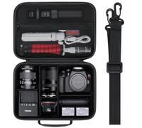 Elonbo Carrying Case for Canon EOS R50/R6 Mark II/R100/R50V /R8/R7/R10/2000D/4000D DSLR Camera/for Sony Alpha 6400 Digital Camera, Hard Travel Bag for Lens and Tripod, Black+Shoulder Strap