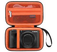 Elonbo Carrying Case for Canon PowerShot V1/ Ricoh GR III HDF/GR IIIx/GR III/GR II/GR Digital Camera, Compact Camera Travel Storage Cover Bag Organizer Holder, Black+ Orange