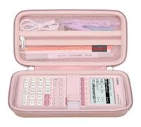 Elonbo Carrying Case for Casio fx-CG50 PRIZM/fx-9750GIII Color Graphing Calculator/ 991ES Plus/ 991CW/ 115ES Plus/ 300ES/ 300MS Standard Scientific Calculator, Mesh Pocket Fits Cable, Rose Gold