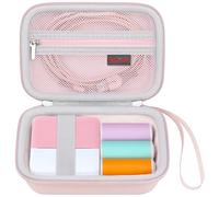 Elonbo Carrying Case for cudinham Thermal Mini Printer, Portable Inkless Sticker Maker Travel Bag, Wireless Bluetooth Label Printer Storage Holder, Mesh Pocket Fits Printer Paper, Cable,Pink+Pink