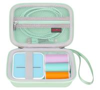 Elonbo Carrying Case for cudinham Thermal Mini Printer, Portable Inkless Sticker Maker Travel Bag, Wireless Bluetooth Label Printer Storage Holder,Mesh Pocket Fits Printer Paper Cable,Green+Green