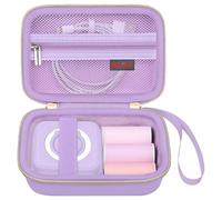 Elonbo Carrying Case for HUIJUTCHEN/Cabaro Mini Photo Printer, Portable Pocket Sticker Printers Hard Travel Bag, Wireless Bluetooth Label Maker Storage Holder, Mesh Pocket fits Paper Cable, Purple