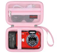 Elonbo Carrying Case for Kodak PIXPRO WPZ2 Waterproof Digital Camera, Kodak PIXPRO WPZ2 Hard Travel Bag, Mesh Pocket fits USB Cable Battery, Pink