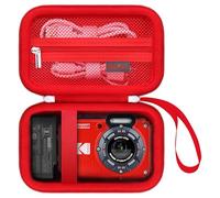 Elonbo Carrying Case for Kodak PIXPRO WPZ2 Waterproof Digital Camera, Kodak PIXPRO WPZ2 Hard Travel Bag, Mesh Pocket fits USB Cable Battery, Red