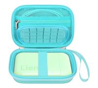 Elonbo Carrying Case for Liene 2x3” Photo Printer, Portable Instant Printer Travel Holder, Mini Picture Printer Bag. Mesh Pocket Fits Photo Paper, Cable. Green+Inside Green