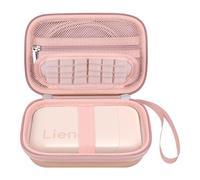 Elonbo Carrying Case for Liene 2x3” Photo Printer, Portable Instant Printer Travel Holder, Mini Picture Printer Bag. Mesh Pocket Fits Photo Paper, Cable. Pink+Inside Pink