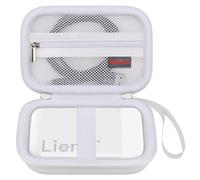 Elonbo Carrying Case for Liene 2x3” Photo Printer, Portable Mini Color Instant Print Digital Camera Hard Travel Bag, Smartphone Picture Printer Storage Holder, Mesh Pocket Fits Photo Paper Cable,White