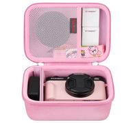 Elonbo Carrying Case for MINIBEAR Kids Instant Print Camera, 40MP Child Digital Selfie Video Camera Storage Cover Bag Toy Camcorder Organizer Holder, Mesh Pocket Fits Printer Paper, Pink