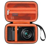 Elonbo Carrying Case for Panasonic Lumix DC-TZ99/ LX10/ LX100/ ZS60/ ZS70/ ZS80/ ZS200/ ZS100 4K Digital Camera, Vlogging Camera Travel Bag Storage Cover, Mesh Pocket fits Battery. Black+Orange