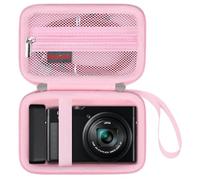 Elonbo Carrying Case for Panasonic Lumix DC-TZ99/ LX10/ ZS60/ ZS70/ ZS80/ ZS200/ ZS100 4K Digital Camera, Vlogging Camera Travel Bag Storage Cover, Mesh Pocket fits Battery. Pink