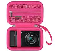 Elonbo Carrying Case for Panasonic Lumix DC-TZ99/ LX10/ ZS60/ ZS70/ ZS80/ ZS200/ ZS100 4K Digital Camera, Vlogging Camera Travel Bag Storage Cover, Mesh Pocket fits Battery. Raspberry