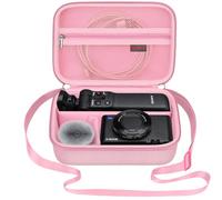 Elonbo Carrying Case for Sony Alpha ZV-E10 / ZV-1F / ZV-1 / ZV-1 II Vlog Digital Camera, Mesh Pocket Fits Vlogger Accessory Kit Tripod and Microphone Travel Storage Cover Bag, Pink