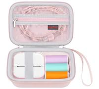 Elonbo Carrying Case for T02 Mini Printer, Compatible with Memoking/Omezizy/Memoqueen/Phomemo/Ponek T02 Portable Bluetooth Thermal Label Maker Travel Bag, Small Smart Handheld Labeler Holder, Pink