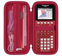 Elonbo Carrying Case for Texas Instruments TI-84 Plus CE/TI-84 Plus/TI-83 Plus CE Color Graphing Calculator, Extra Mesh Pocket Fits Charger, Manual and Accessories, Red