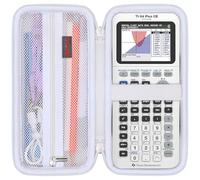 Elonbo Carrying Case for Texas Instruments TI-84 Plus CE/TI-84 Plus/TI-83 Plus CE Color Graphing Calculator, Extra Mesh Pocket Fits Charger, Manual and Accessories, White