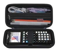 Elonbo Carrying Case for Texas Instruments TI-84 Plus CE/TI-84 Plus/TI-83 Plus/TI-83 Plus CE Color Graphing Calculator, Extra Mesh Pocket Fits Charging Cable Charger Manual, Black+Inside Black