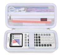 Elonbo Carrying Case for Texas Instruments TI-84 Plus CE/TI-84 Plus/TI-83 Plus/TI-83 Plus CE Color Graphing Calculator, Extra Mesh Pocket Fits Charging Cable Charger Manual, White+Inside White