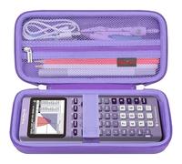 Elonbo Carrying Case for Texas Instruments TI-84 Plus CE/TI-84 Plus/TI-83 Plus/TI-83 Plus CE Color Graphing Calculator, Extra Mesh Pocket Fits Charging Cable Charger Manual,Purple+Inside Purple