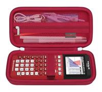 Elonbo Carrying Case for Texas Instruments TI-84 Plus CE/TI-84 Plus/TI-83 Plus/TI-83 Plus CE Color Graphing Calculator, Extra Mesh Pocket Fits Charging Cable Charger Manual, Red+Inside Red