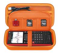 Elonbo Carrying Case for Texas Instruments TI-Nspire CX II CAS/CX II/CX/CX CAS Color Graphing Calculator, Extra Mesh Pocket Fits Charging Cable, Charger, Manual, Orange+Orange