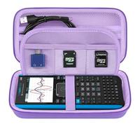 Elonbo Carrying Case for Texas Instruments TI-Nspire CX II CAS/CX II/CX/CX CAS Color Graphing Calculator, Extra Mesh Pocket Fits Charging Cable, Charger, Manual, Purple