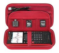 Elonbo Carrying Case for Texas Instruments TI-Nspire CX II CAS/CX II/CX/CX CAS Color Graphing Calculator, Extra Mesh Pocket Fits Charging Cable, Charger, Manual, Red
