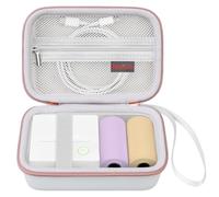 Elonbo Carrying Case for TYPONOS/ETIKEZ Sticker Printer, PM290 Portable Mini Printer, Inkless Bluetooth Label Maker Machine Travel Bag, Thermal Photo Printer Storage Holder, Pocket Fits Paper, White
