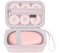 Elonbo Case for SUPVAN E10 Mini Bluetooth Label Printer, Pink Interior Mesh Pocket Fits Paper, Inside Pink