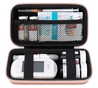 Elonbo Diabetic Supplies Travel Case, Diabetic Supply Organizer Bag, Glucose Meter Storage Case, Insulin Pen Carrying Case for Glucose Monitor, Blood Sugar Test Strips, Lancets, Syringe, Rose Gold