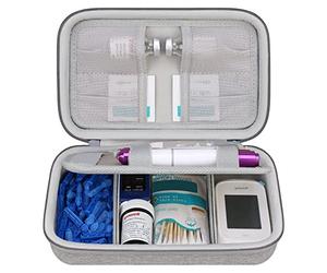 Elonbo Diabetic Supplies Travel Case, Glucose Meter Portable Storage Bag, Insulin Pen and Medication Carrying Case for Glucose Meters, Insulin Pen, Test Strips, Lancets, Syringe, Needles, Grey.