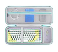 Elonbo Hard Carrying Case for Logitech POP Keys Mechanical Wireless Keyboard, Portable Bluetooth Wireless External Keyboard Travel Case Bag, Extra Mesh Pocket Fits Mouse Included USB Dongle,Turquoise