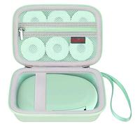 Elonbo Label Maker Case for SUPVAN E10 Mini Bluetooth Label Printer, Extra Interior Mesh Pocket Fits Label Paper Cable, Green+Inside Green. (CASE ONLY! Label Maker not Included)