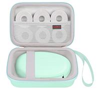 Elonbo Label Maker Case for SUPVAN E10 Mini Bluetooth Label Printer, Extra Interior Mesh Pocket Fits Label Paper Cable, Green. (CASE ONLY! Label Maker not Included)