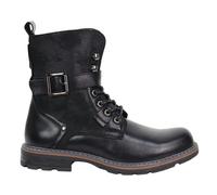 Elong Mens Distressed PU Leather Boots - Black - UK 6