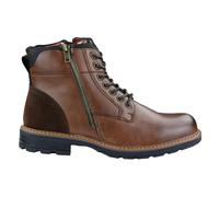 Elong Mens Military Boots Laced Black Brown Side Zip Retro Punk Casual - Brown - UK 7