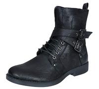 ELONG Mens Punk Rock Goth Elmo Ankle Boots Black Zip Biker Leather Buckle 10