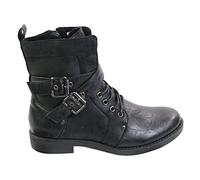 Elong Mens Punk Rock Goth Emo Ankle Boots Brown Black Leather Buckle - Black - UK 10