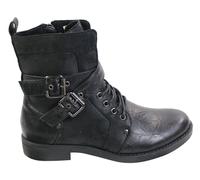 Elong Mens Punk Rock Goth Emo Ankle Boots Brown Black Leather Buckle - Black - UK 10