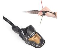 Elong Soft Leather & Brass Thumb Guard Ming Guang Archery Thumb Ring for Traditional Recurve Bow Finger Protector Shooting Glove