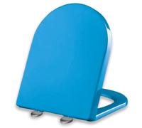 Elongated D-Shaped Soft Close Toilet Seat Adjustable Top Fix Hinge Quick Release for Easy Cleaning Anti-Slip PP Material Quiet Design Stylish Blue Color