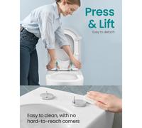 Elongated D-Shaped Toilet Seat, Soft-Close WC Seat and Lid with Handle, Quick-Release, Easy to Install, PP Plastic, Supports up to 300 kg, White